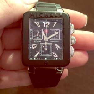 Michele Deco Style Watch with Black Jelly Band